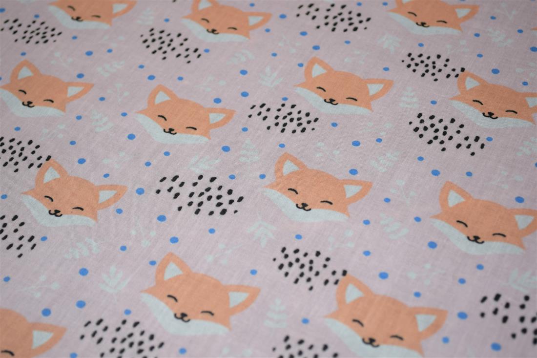 Blushing Foxes Polycotton A Playful Vibrant Printed with an…