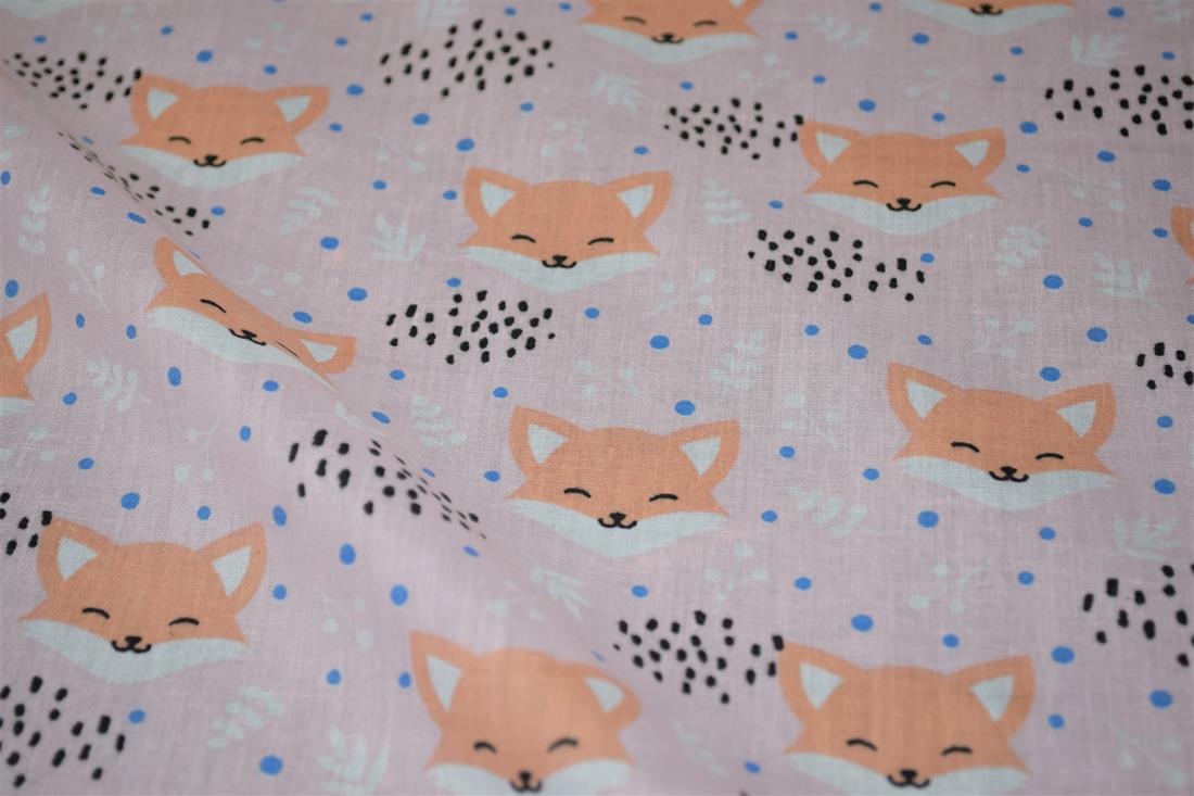 Blushing Foxes Polycotton A Playful Vibrant Printed with an…