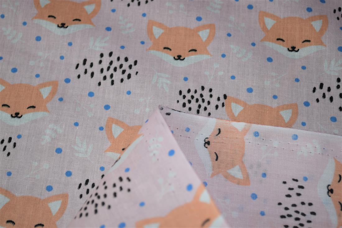 Blushing Foxes Polycotton A Playful Vibrant Printed with an…