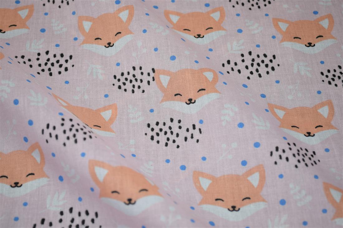 Blushing Foxes Polycotton A Playful Vibrant Printed with an…