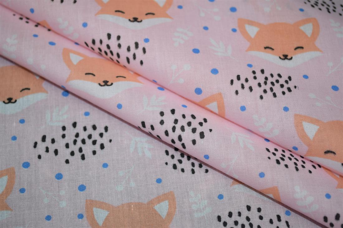 Blushing Foxes Polycotton A Playful Vibrant Printed with an…