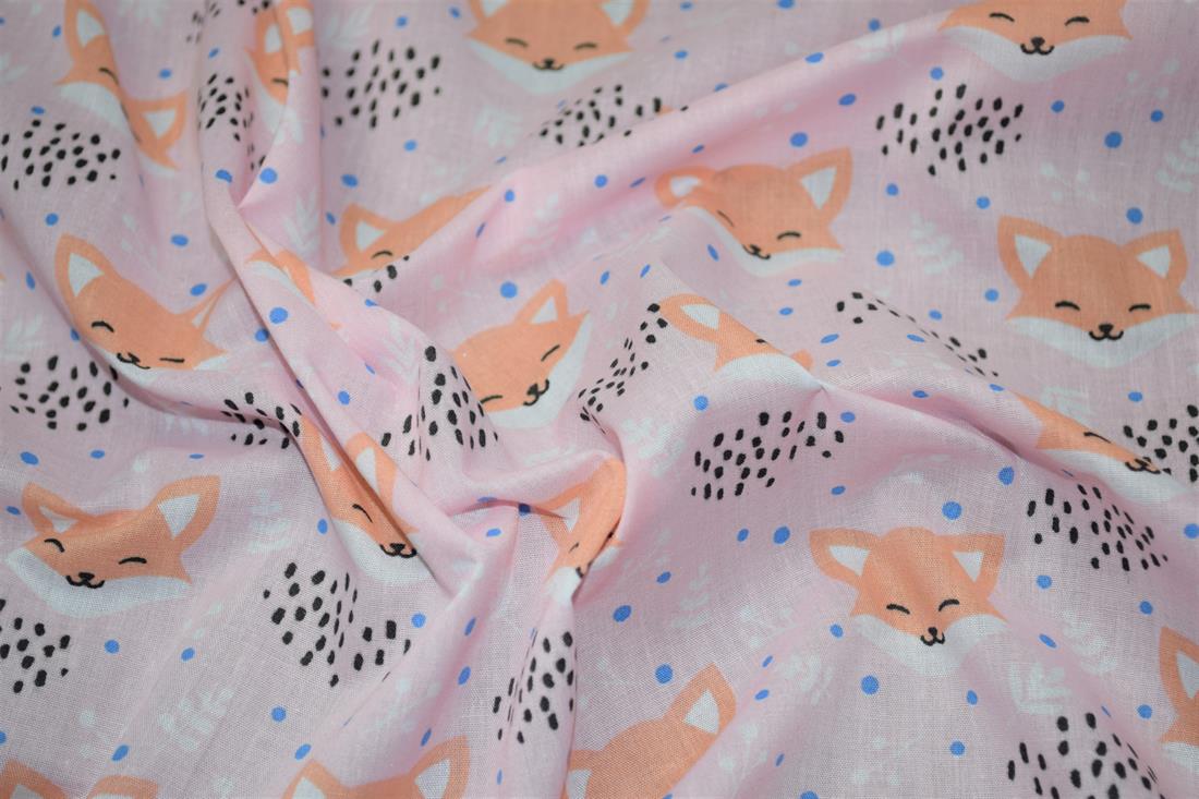 Blushing Foxes Polycotton A Playful Vibrant Printed with an…