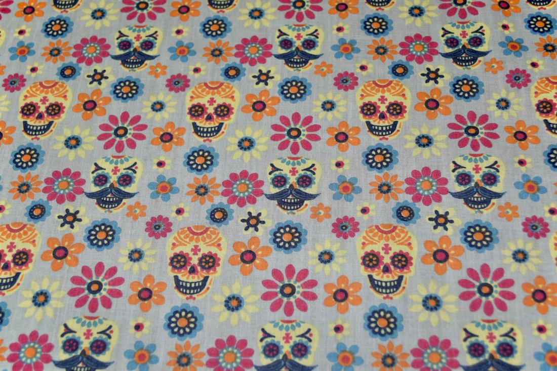 Skulls Printed 100% Cotton Fabric