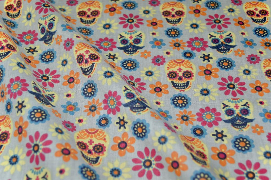 Skulls Printed 100% Cotton Fabric