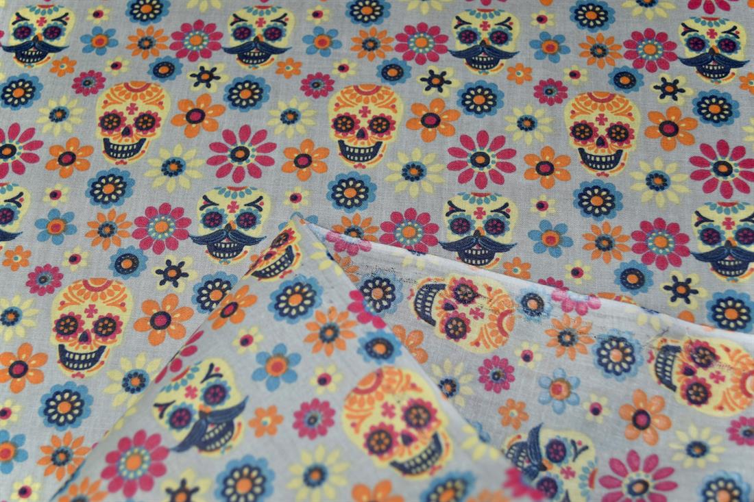 Skulls Printed 100% Cotton Fabric