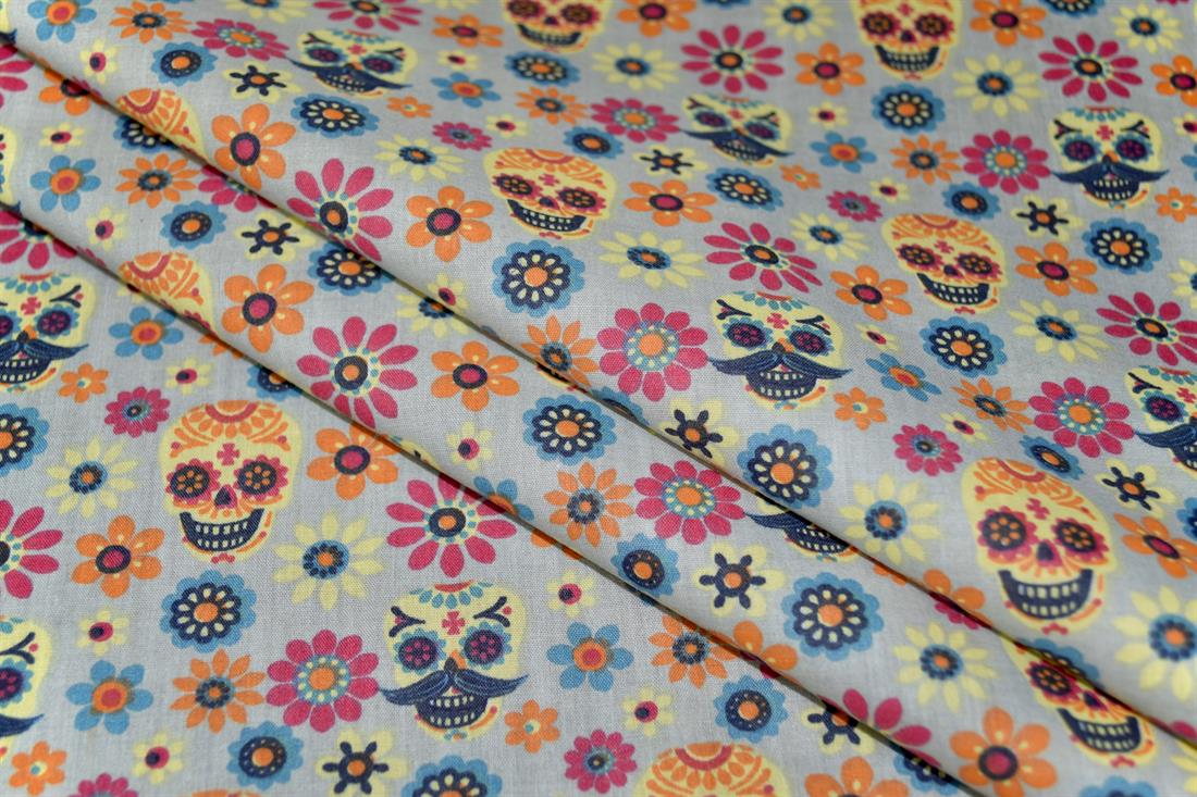 Skulls Printed 100% Cotton Fabric
