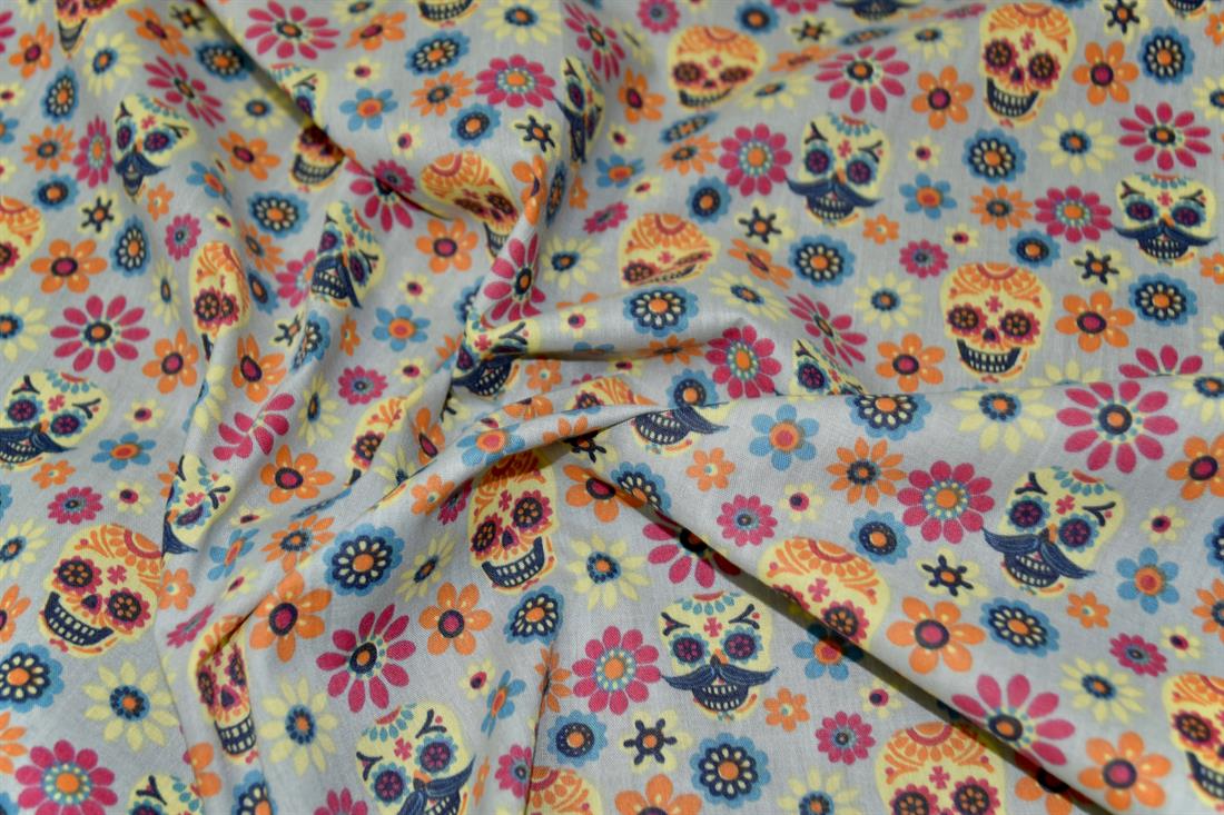 Skulls Printed 100% Cotton Fabric