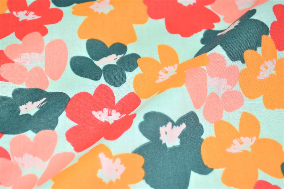 Flower Printed Polycotton Fabric