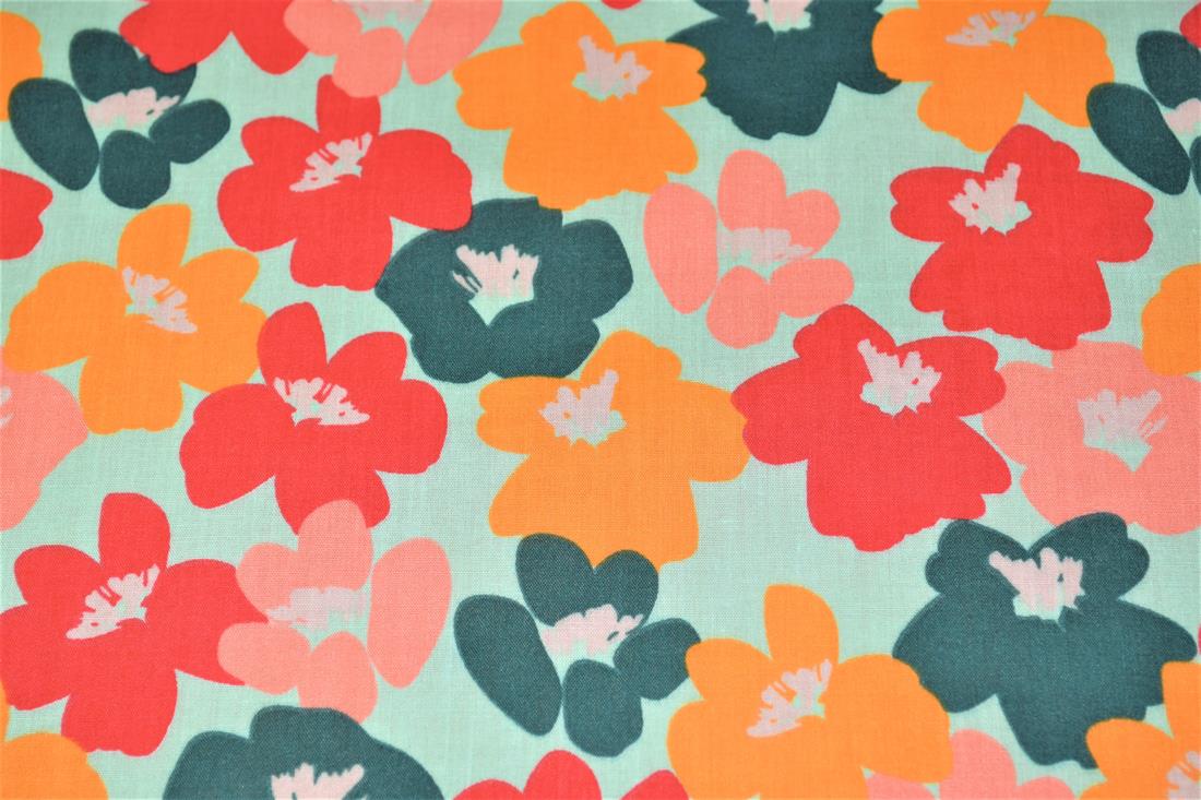 Flower Printed Polycotton Fabric