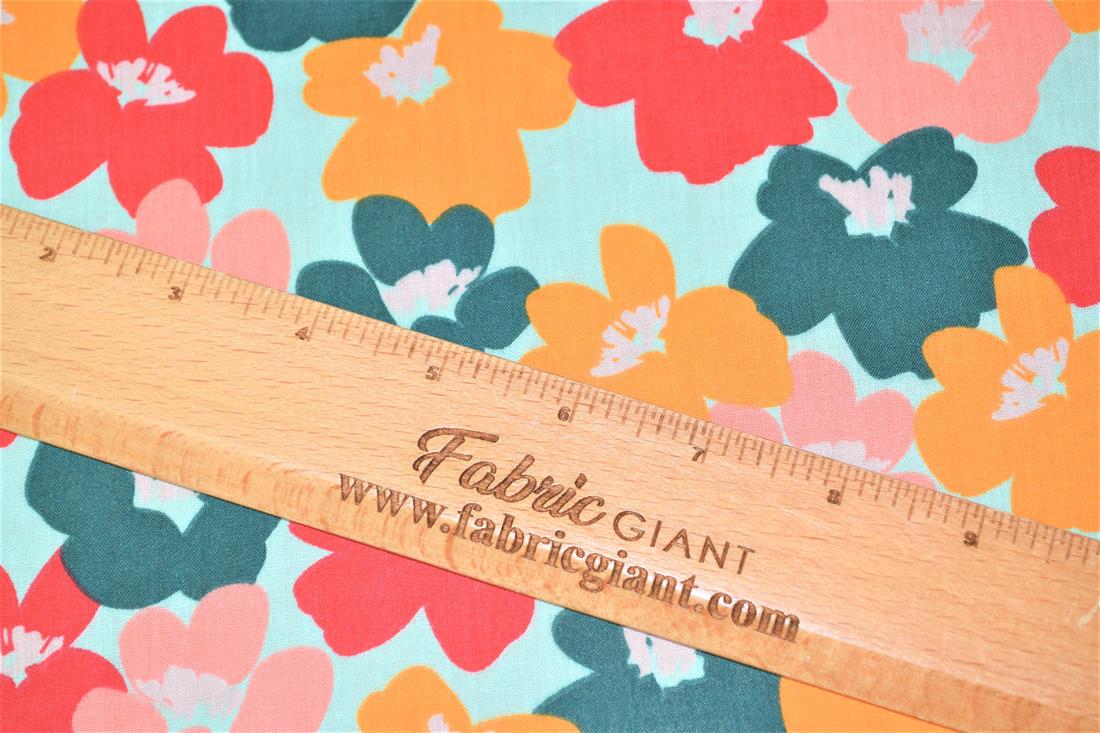 Flower Printed Polycotton Fabric