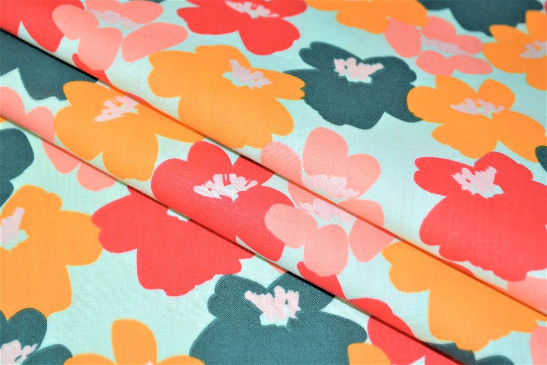 Flower Printed Polycotton Fabric