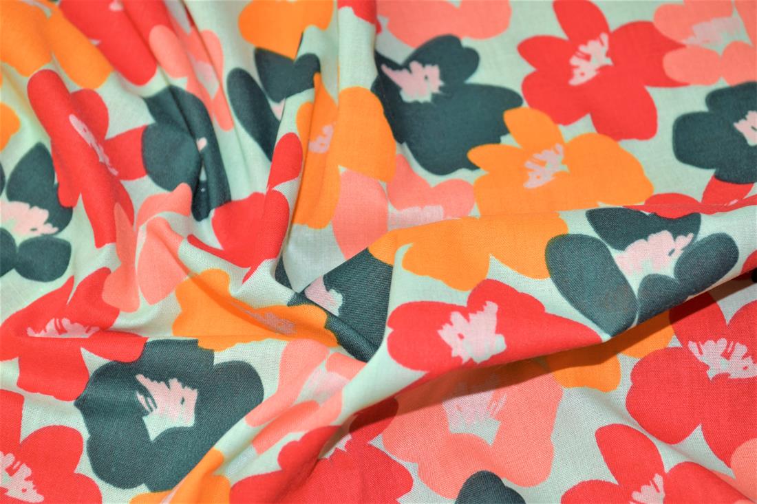 Flower Printed Polycotton Fabric