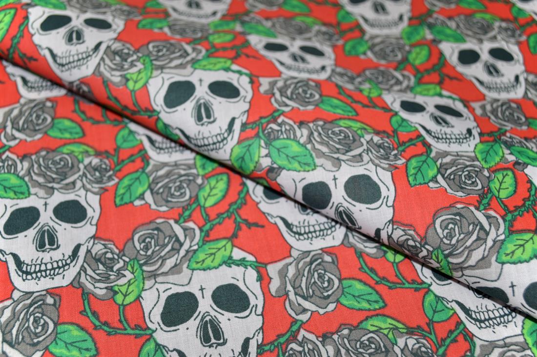 Skulls Printed Polycotton Fabric