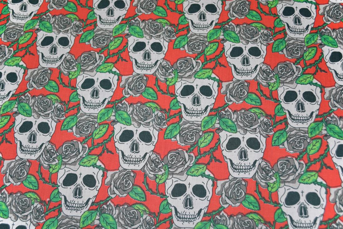 Skulls Printed Polycotton Fabric