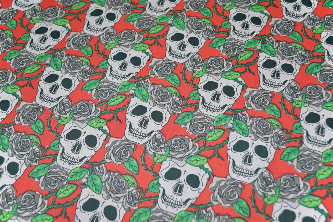 Skulls Printed Polycotton Fabric