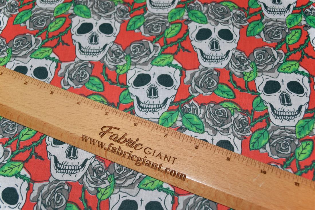 Skulls Printed Polycotton Fabric