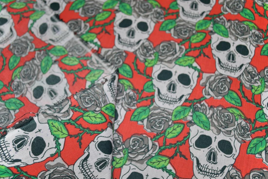 Skulls Printed Polycotton Fabric