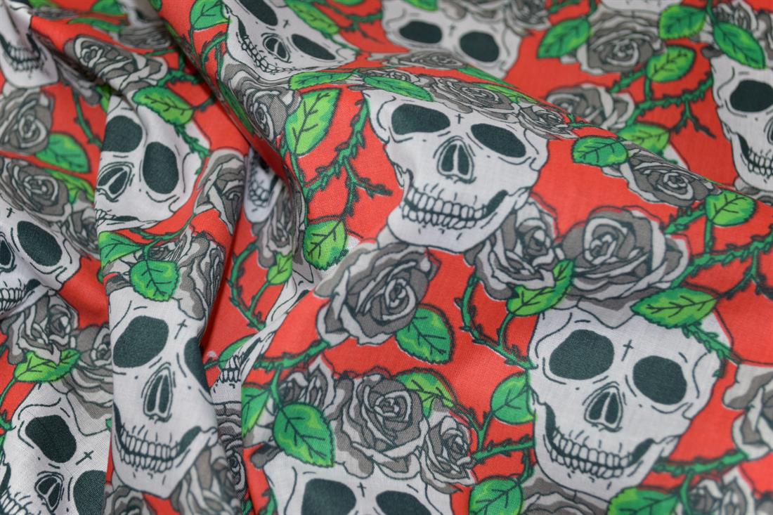 Skulls Printed Polycotton Fabric