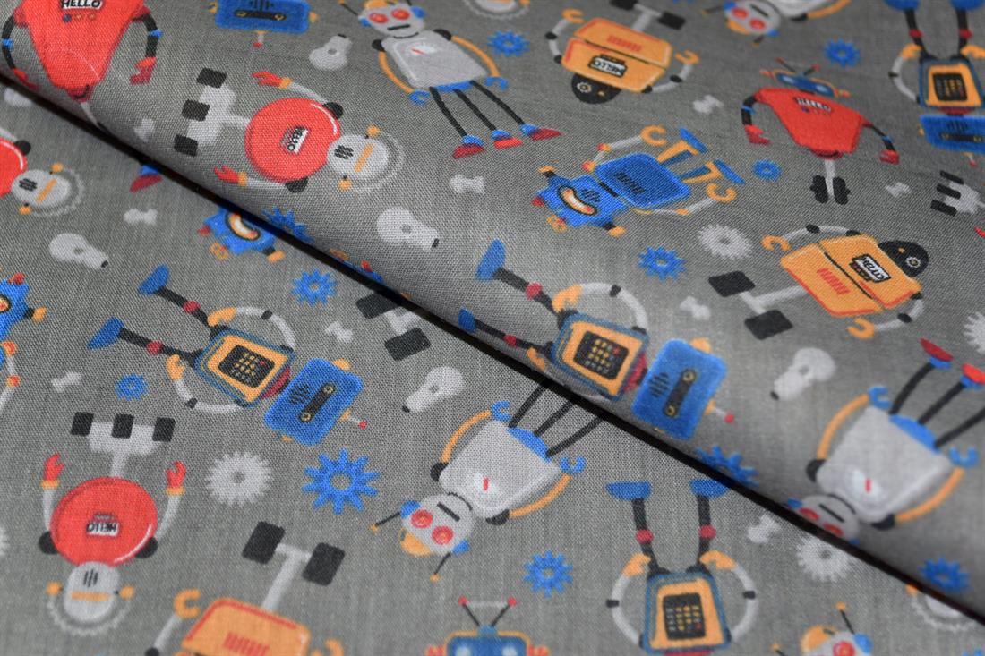 Robots Printed Poly Cotton Fabric