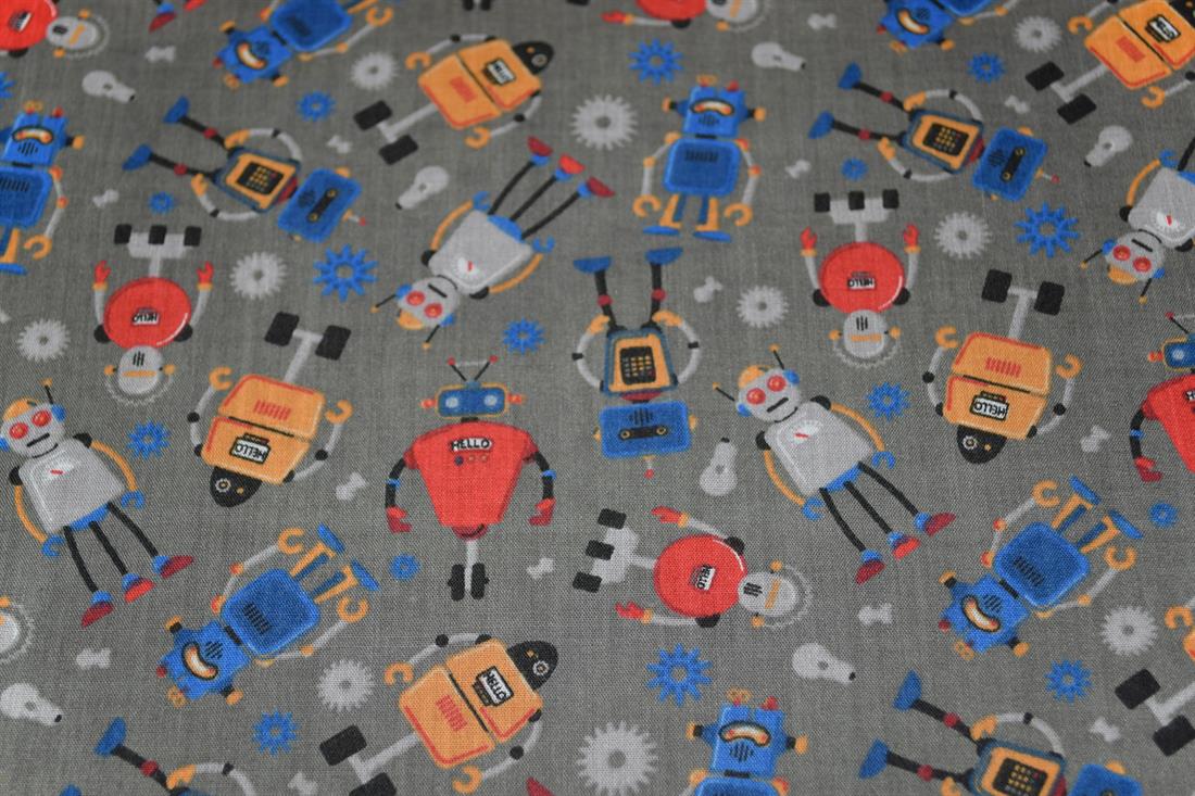 Robots Printed Poly Cotton Fabric