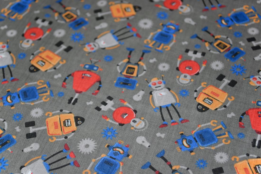 Robots Printed Poly Cotton Fabric