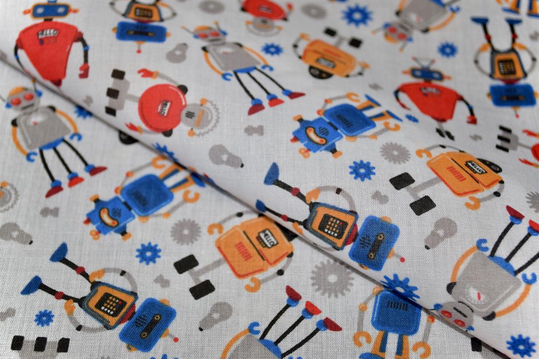 Robots Printed Poly Cotton Fabric