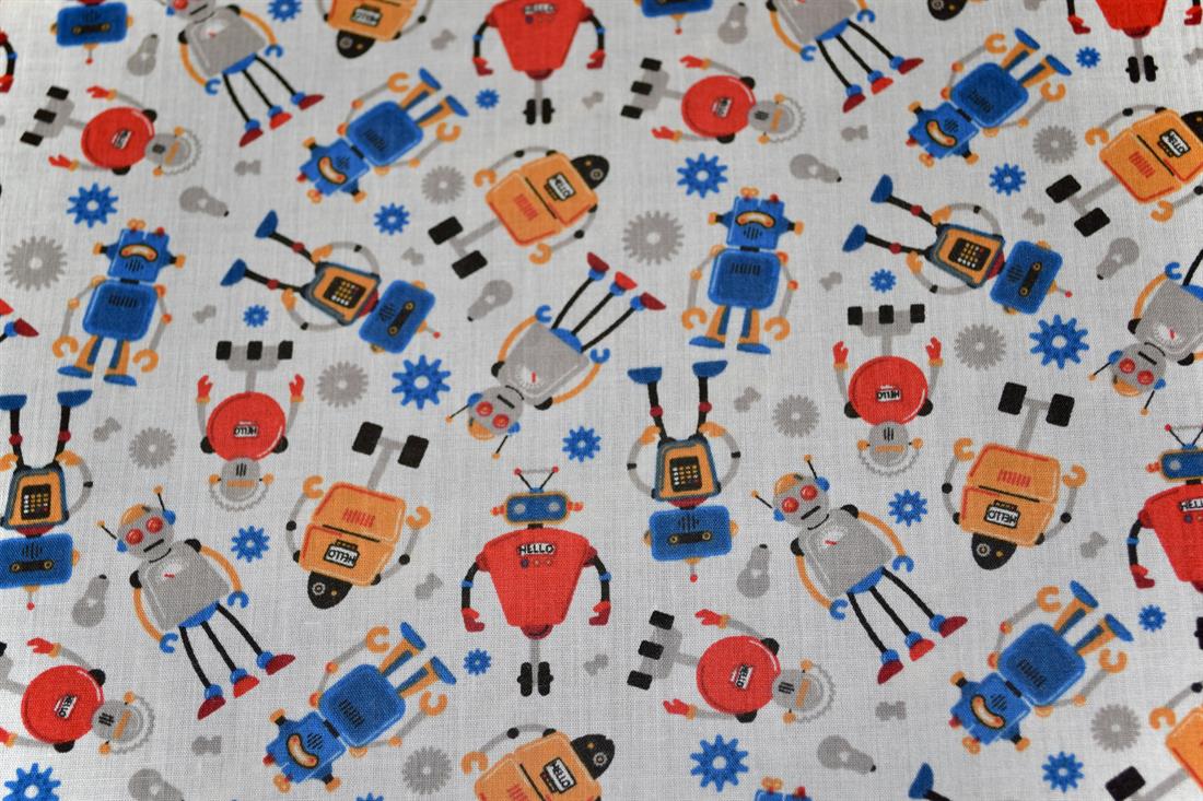 Robots Printed Poly Cotton Fabric