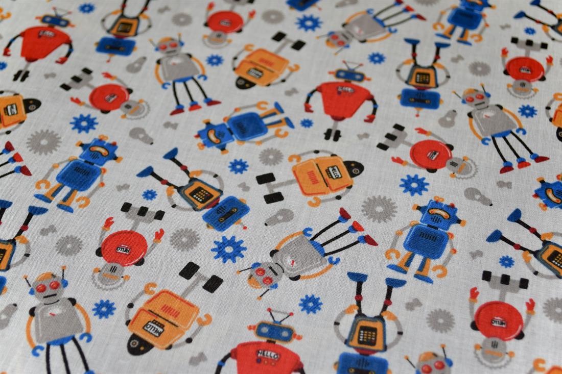 Robots Printed Poly Cotton Fabric