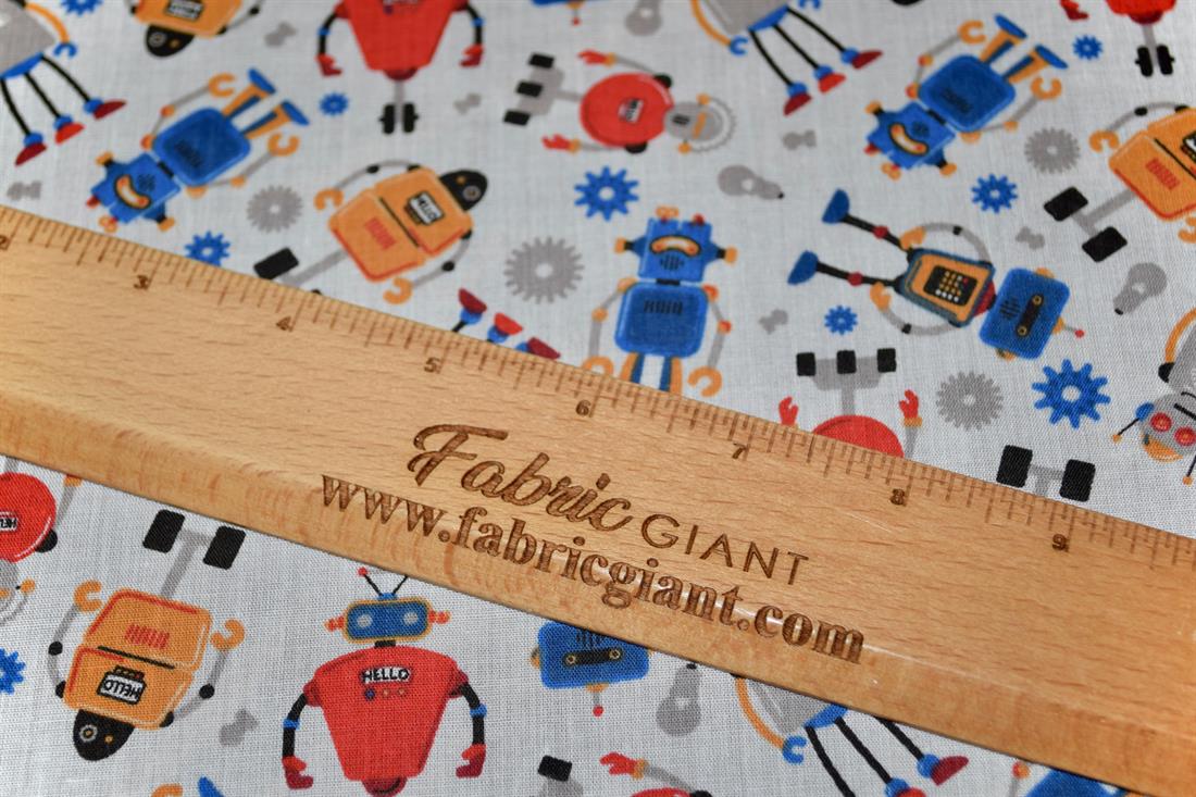 Robots Printed Poly Cotton Fabric