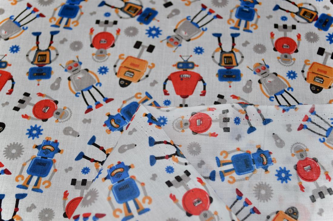 Robots Printed Poly Cotton Fabric