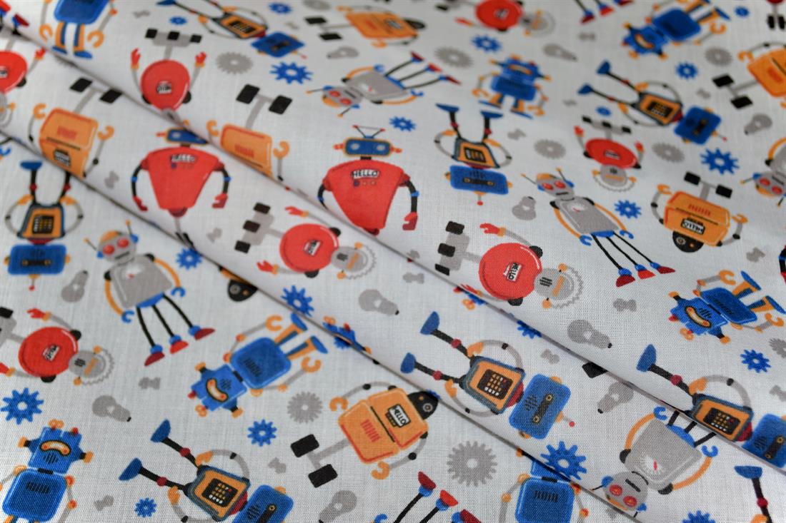 Robots Printed Poly Cotton Fabric