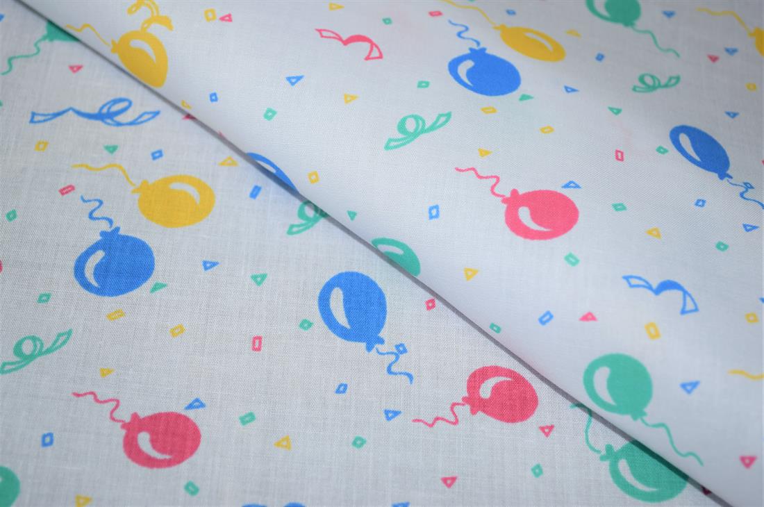 White Polycotton Fabric Printed