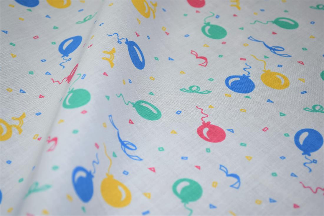 White Polycotton Fabric Printed