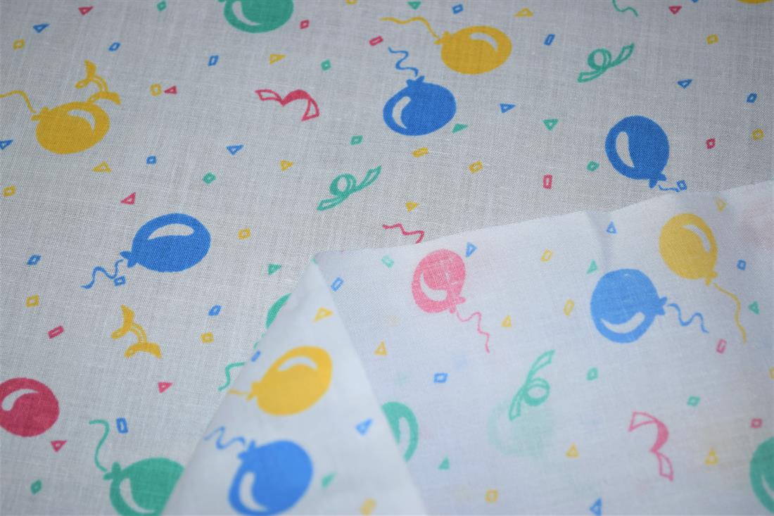 White Polycotton Fabric Printed