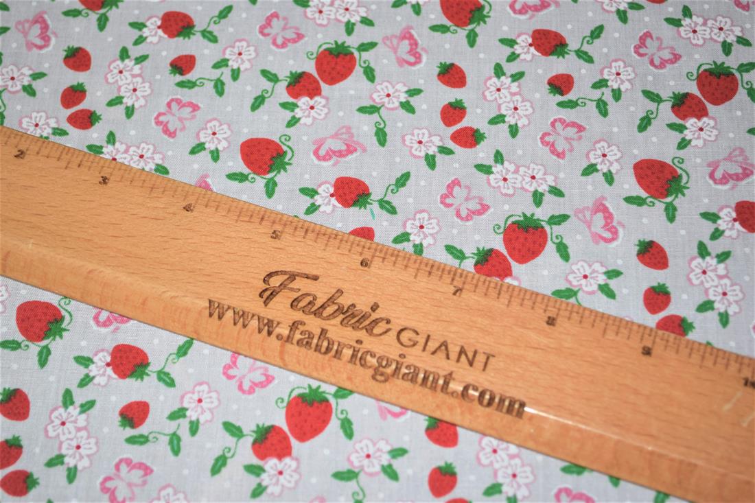 White & Red Printed Poly Cotton Fabric