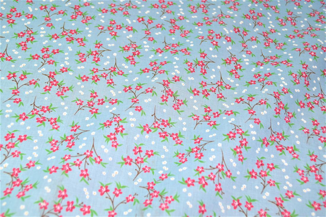Sally Polycotton Petunia Flowers Printed Poly Cotton Fabric