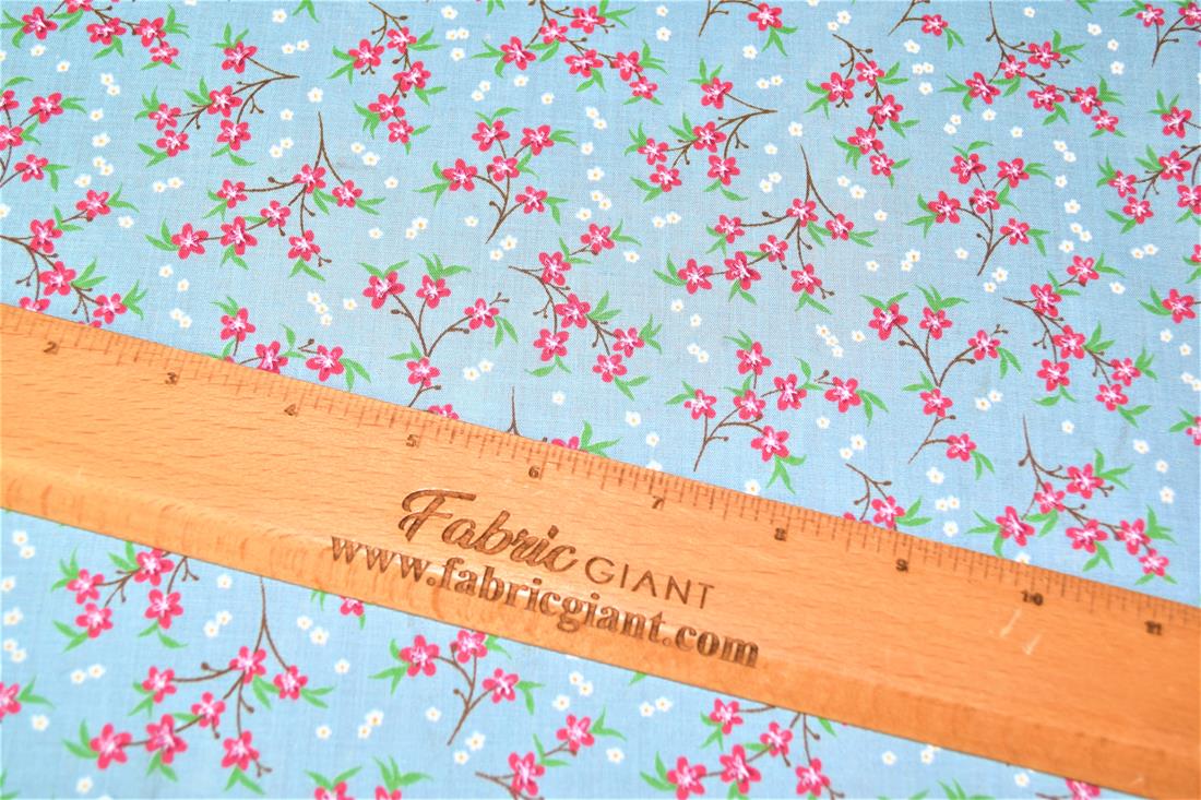 Sally Polycotton Petunia Flowers Printed Poly Cotton Fabric
