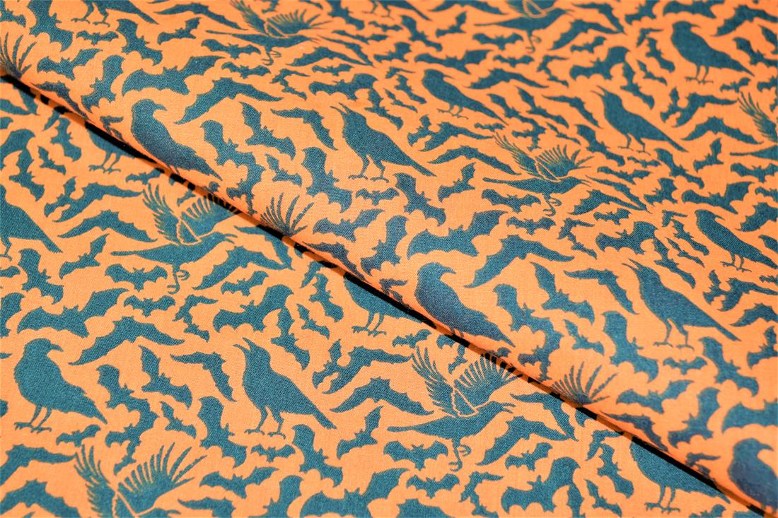 Halloween Bats Printed Poly Cotton Fabric