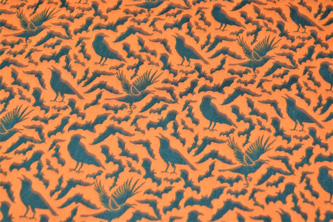 Halloween Bats Printed Poly Cotton Fabric