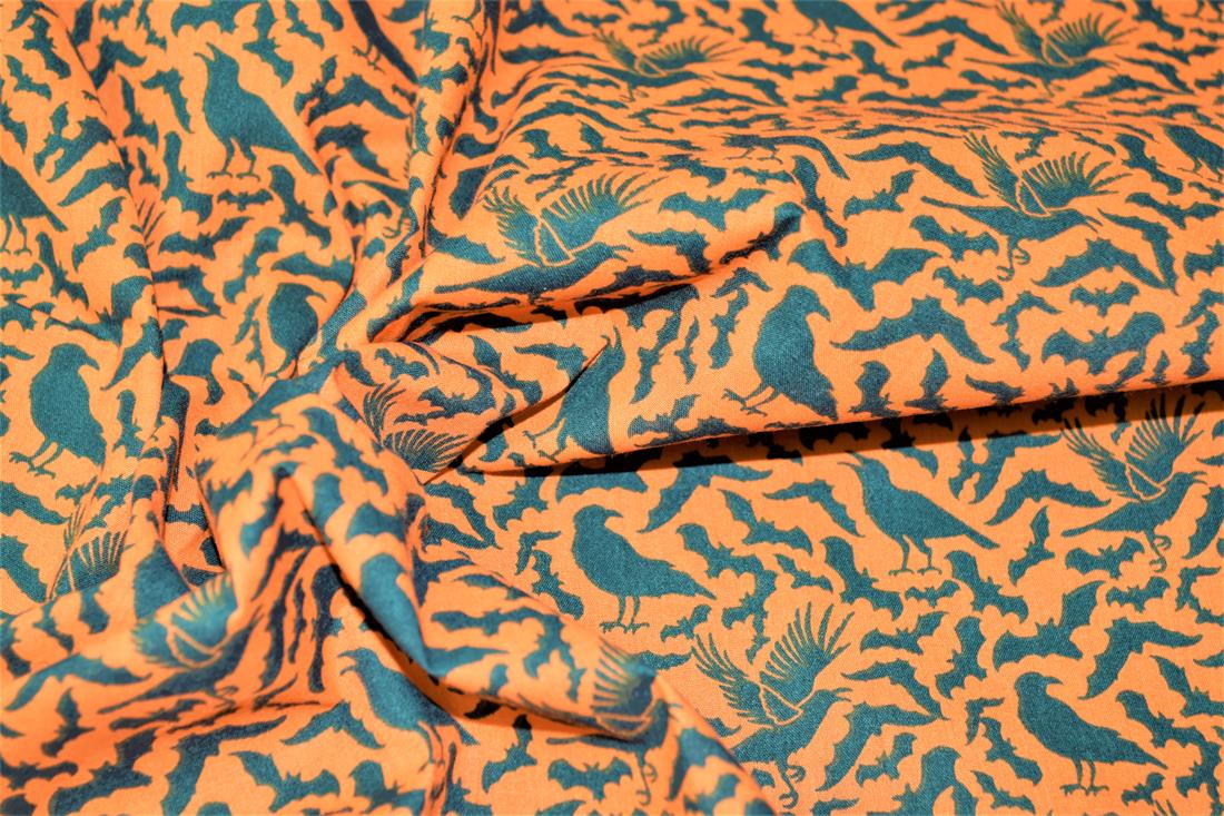 Halloween Bats Printed Poly Cotton Fabric
