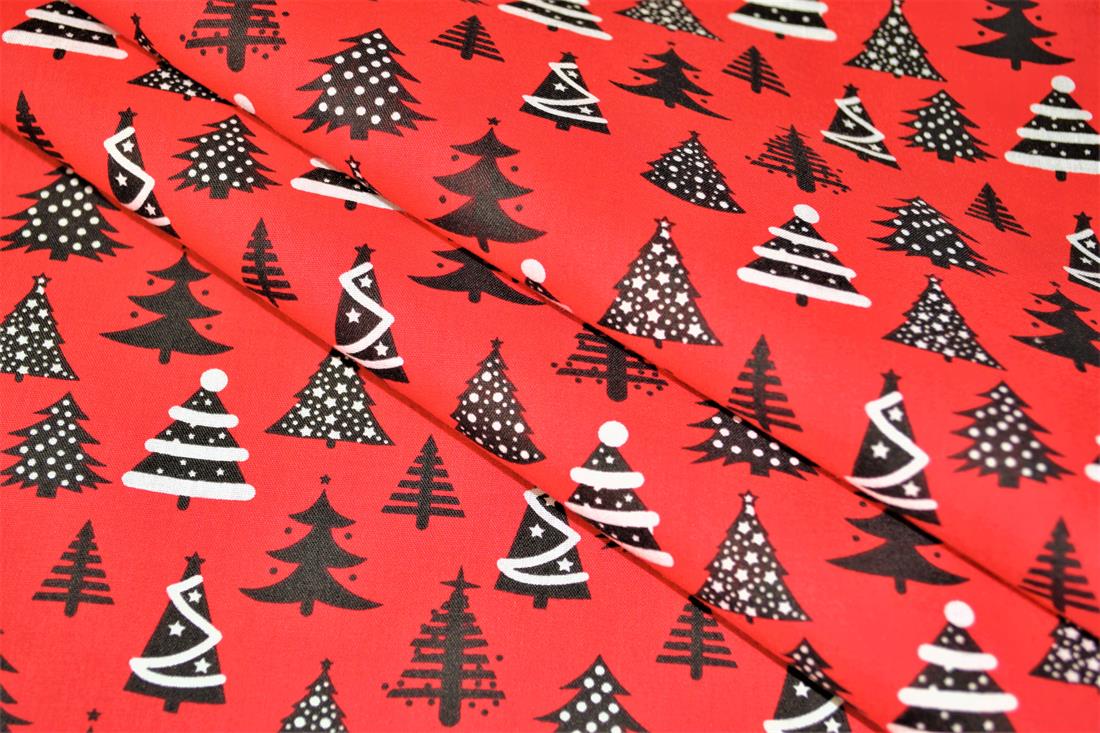 Christmas Tree Printed PolyCotton Fabric
