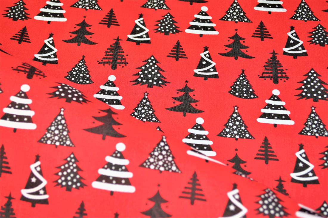 Christmas Tree Printed PolyCotton Fabric