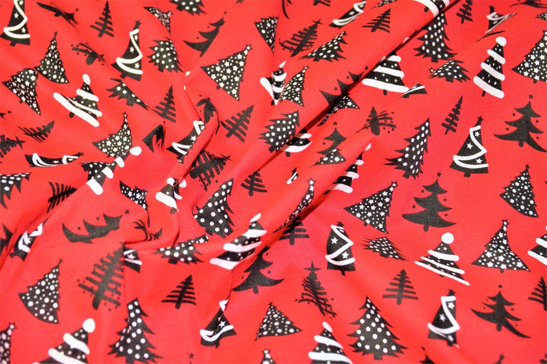 Christmas Tree Printed PolyCotton Fabric