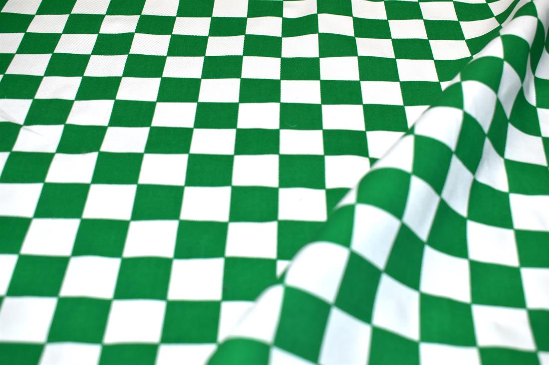 Large Check Printed Poly-Cotton Fabric