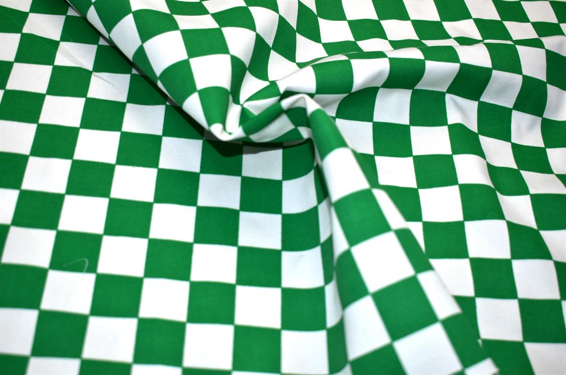 Large Check Printed Poly-Cotton Fabric