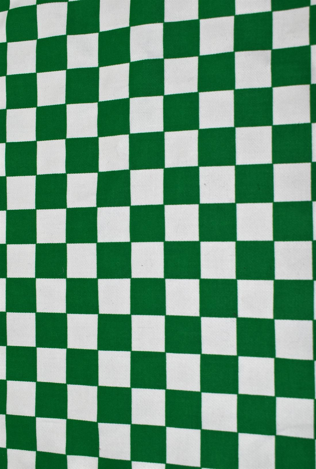 Large Check Printed Poly-Cotton Fabric