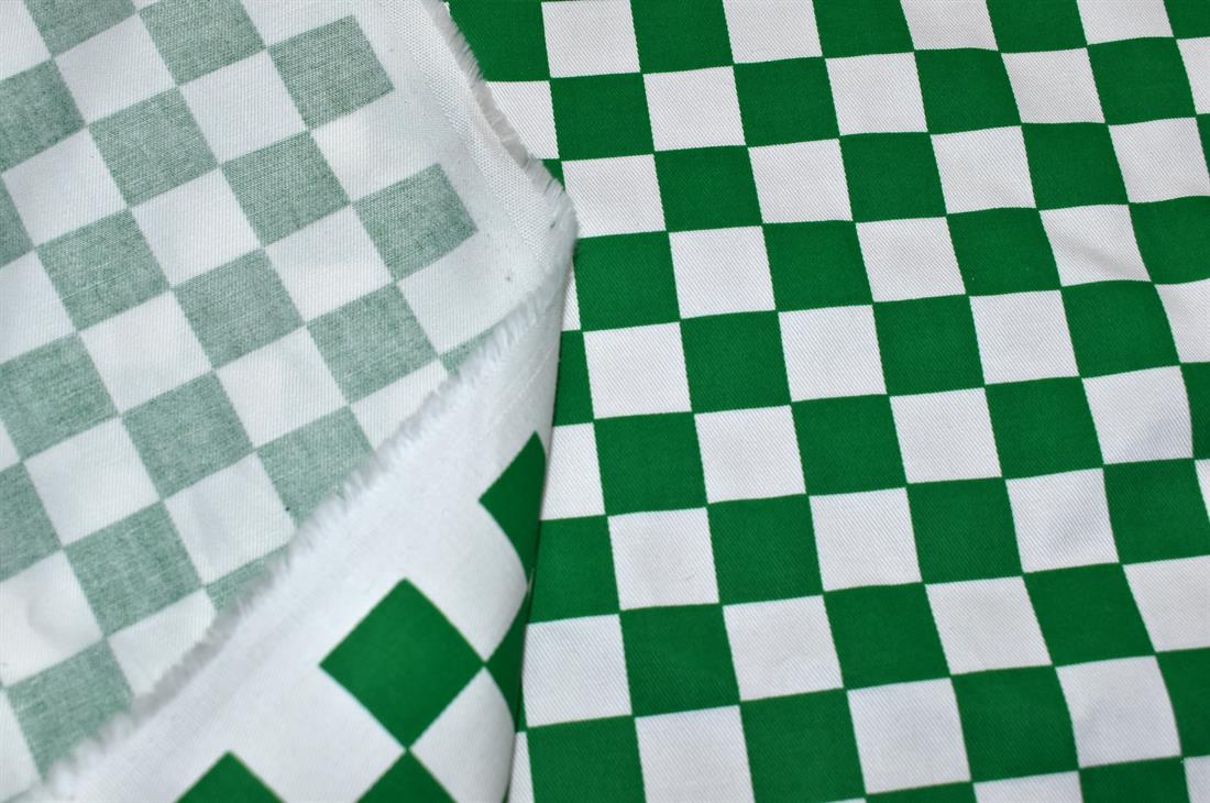 Large Check Printed Poly-Cotton Fabric