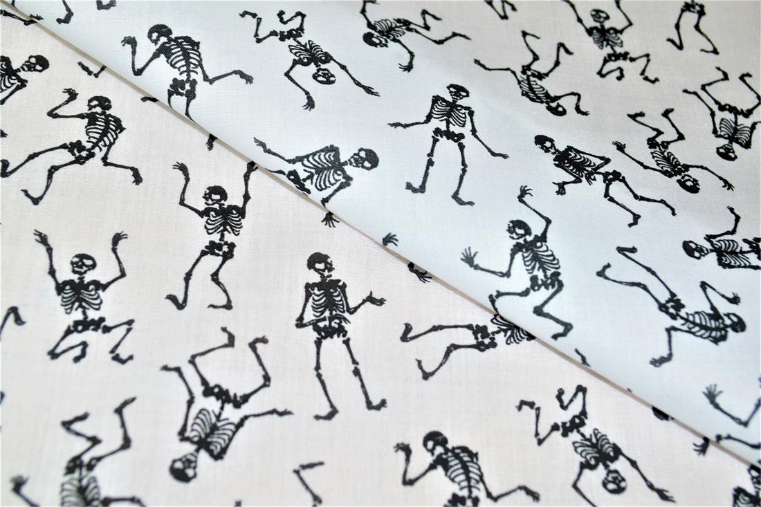 Skeletons All Over Printed Poly Cotton Fabric