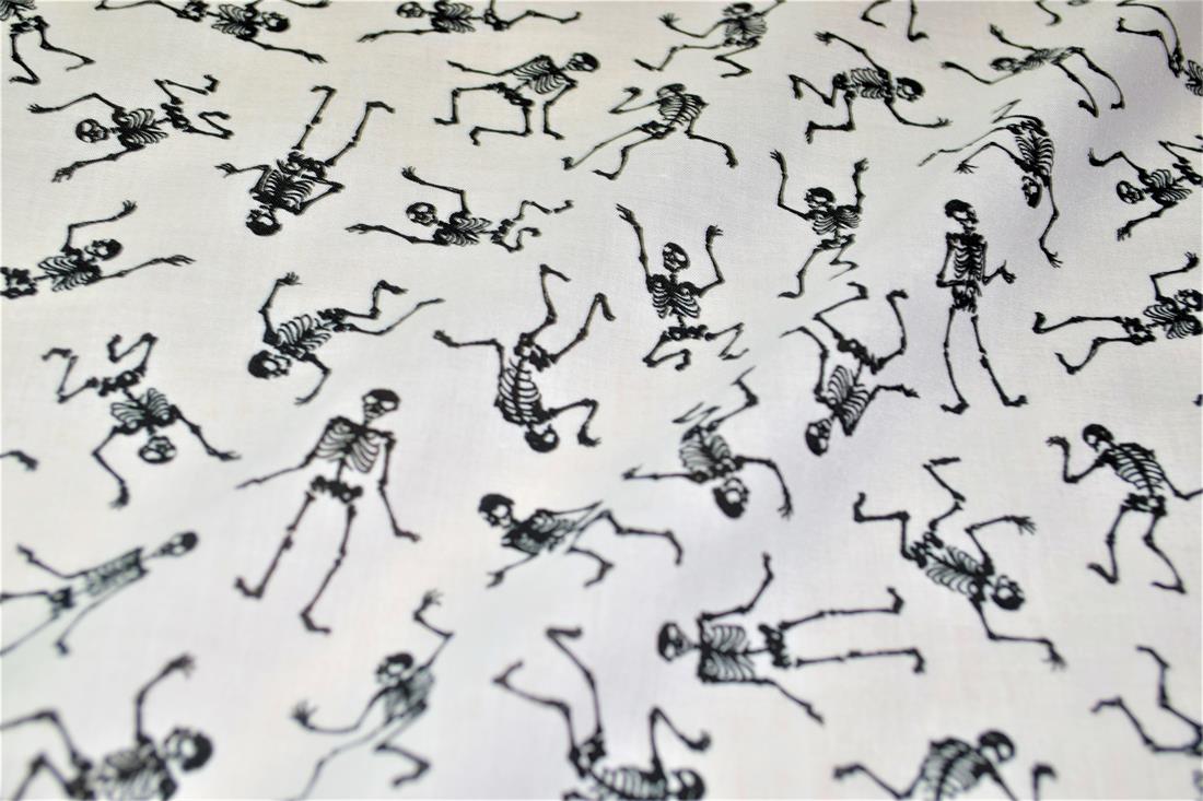 Skeletons All Over Printed Poly Cotton Fabric