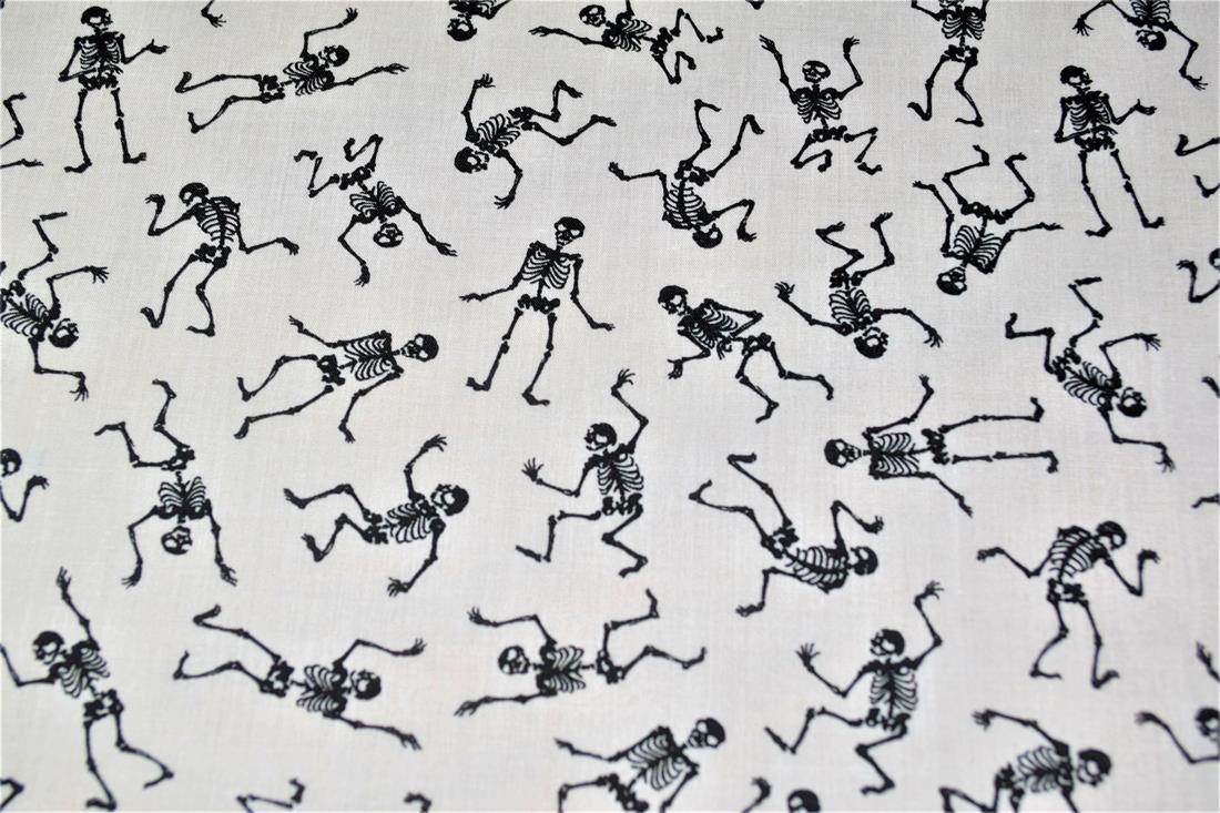 Skeletons All Over Printed Poly Cotton Fabric